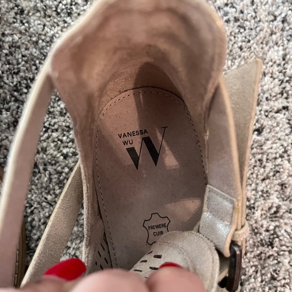 Vanessa Wu Metallic Gold Leather Perforated Ankle Boots - Picture 6 of 7